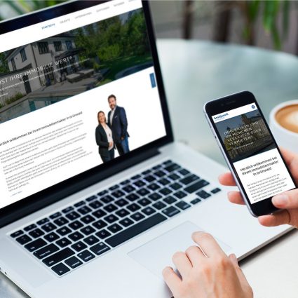 Mockup des Webauftritts von Bosiljanoff Immobilien mit Desktop- und Mobile-Ansicht.