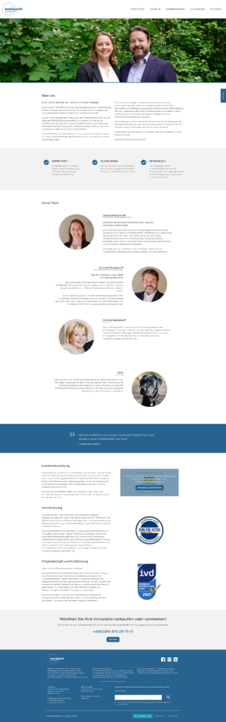 Unternehmenswebseite von Bosiljanoff Immobilien.