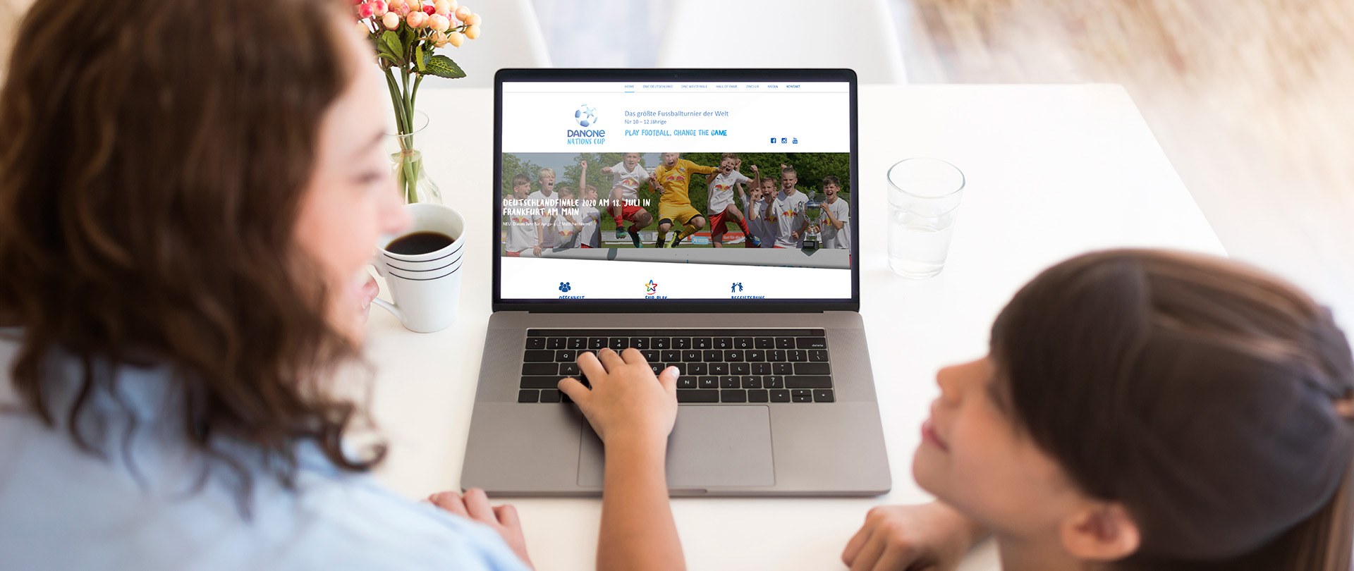 Website des Danone Nations Cup Deutschland in einer Desktop-Darstellung
