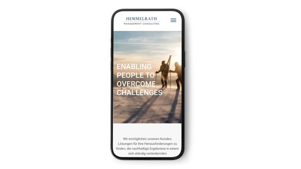 Website von Hemmelrath Management Consulting in der Mobile-Ansicht