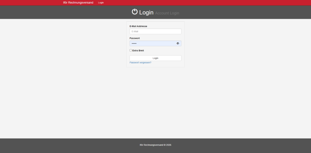 Login der iför Rechnungsverwaltung