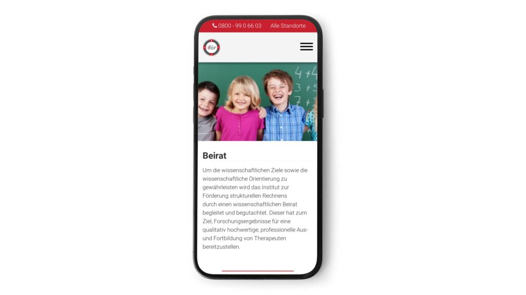 Mobile Ansicht der Website des iför Instituts