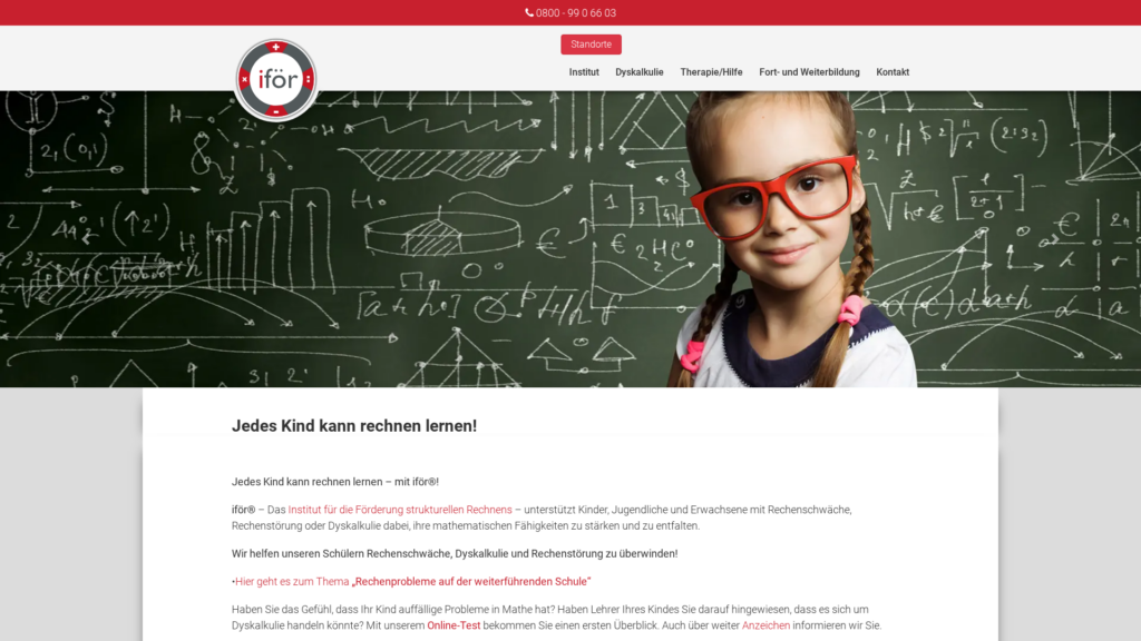 Desktop-Ansicht der Startseite des iför Instituts