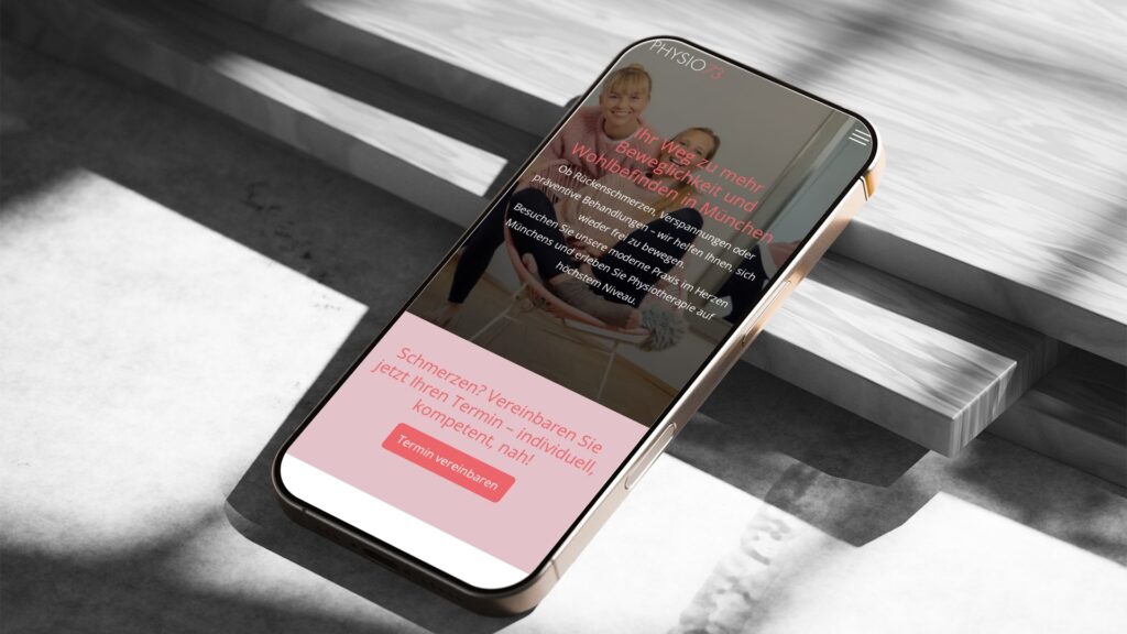 Mobile Ansicht der Startseite von Physio73